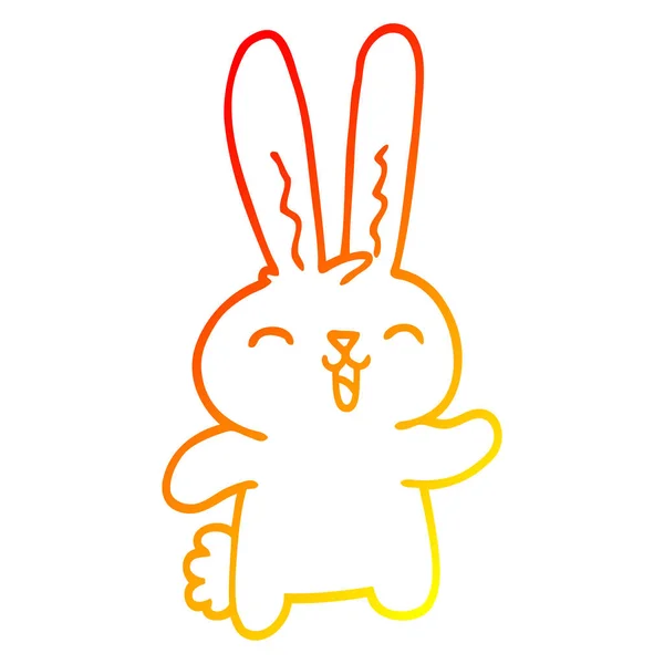 Varm gradient linje ritning tecknad lycklig kanin — Stock vektor