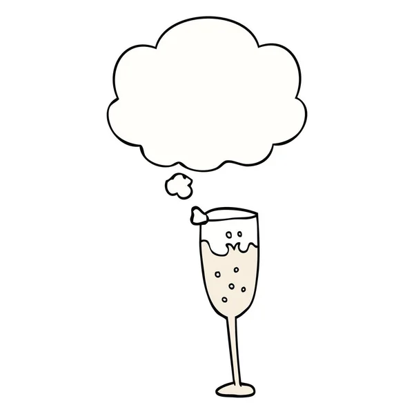 Cartoon champagne glass and thought bubble — Stock Vector
