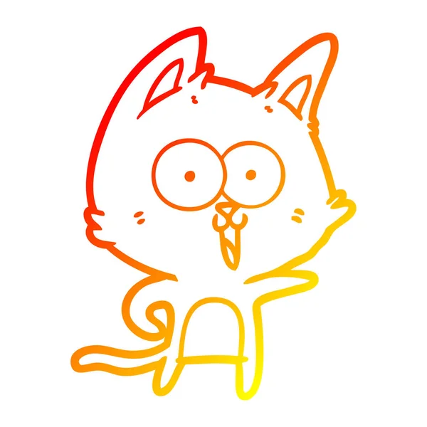 Linie de gradient cald desen animat amuzant pisica — Vector de stoc