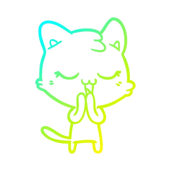 Hideg színátmenet vonal rajz boldog Cartoon Cat — Stock Vector