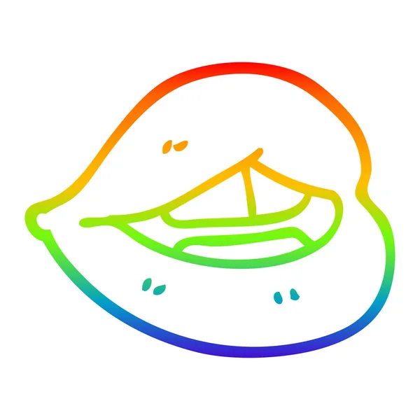 Rainbow gradient ligne dessin dessin animé lèvres roses — Image vectorielle