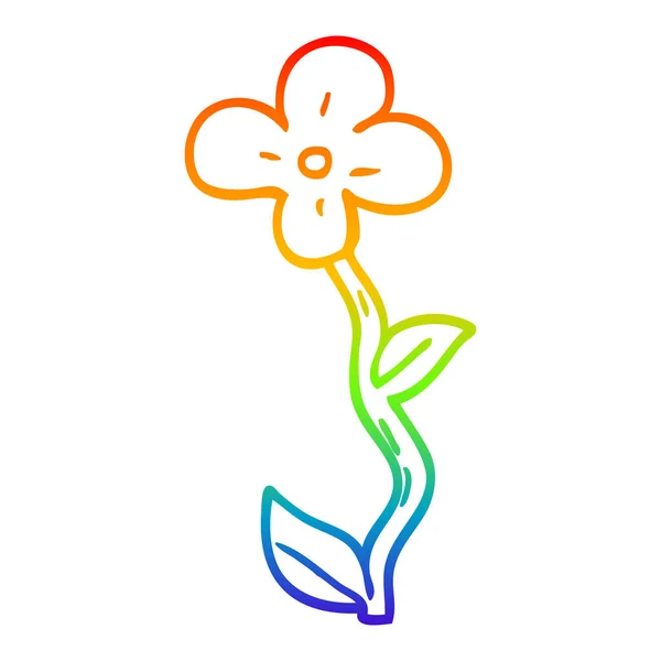 Gradient arc-en-ciel ligne dessin dessin fleur de dessin animé — Image vectorielle