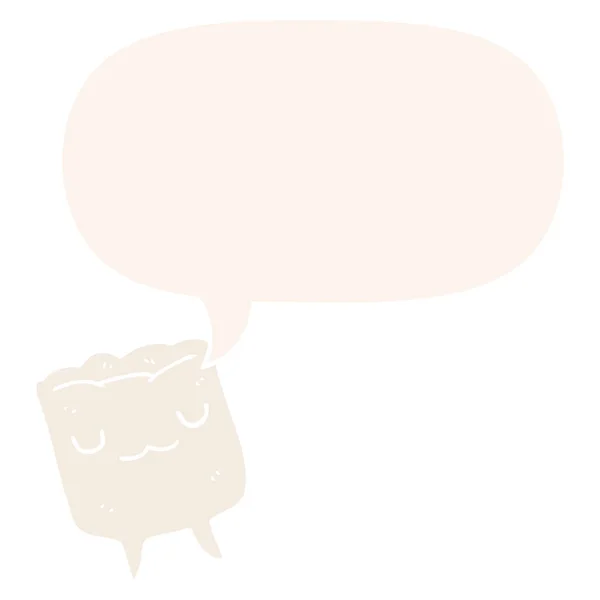 Cartoon tooth and speech bubble in retro style — Stock Vector