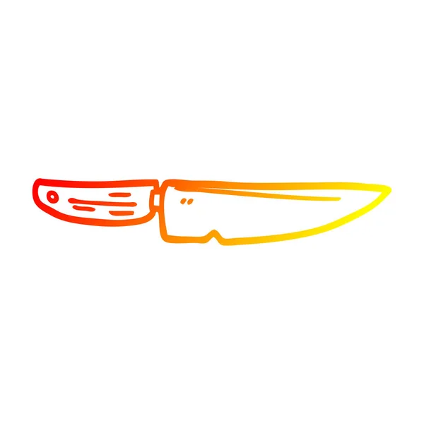 Línea de gradiente caliente dibujo dibujos animados cuchillo de chef — Archivo Imágenes Vectoriales