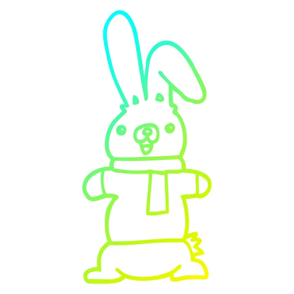 Cold gradient line drawing cartoon rabbit — Stock Vector
