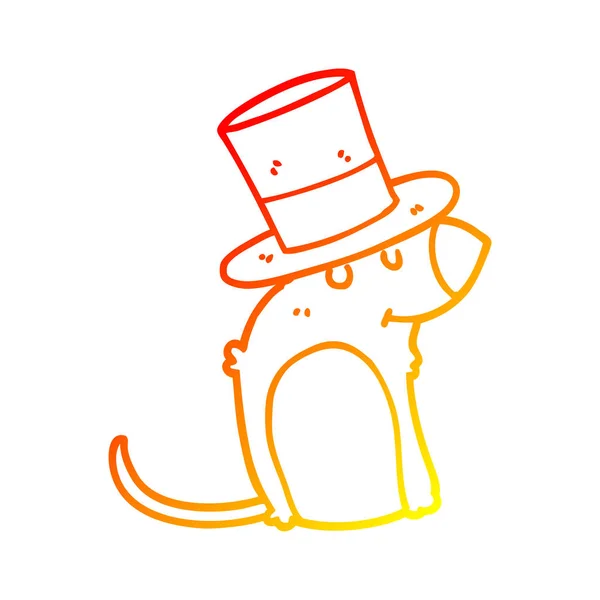 Chaud dégradé ligne dessin dessin dessin animé rat portant chapeau de Noël — Image vectorielle