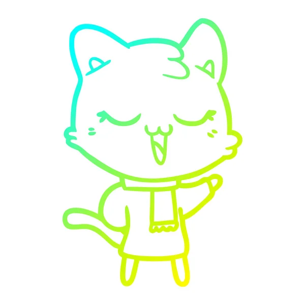 Kalte Gradientenlinie Zeichnung Cartoon Katze — Stockvektor
