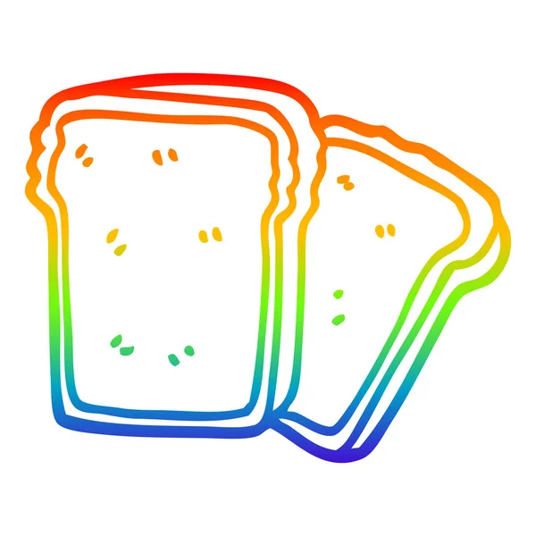 Regenboog gradiënt lijntekening cartoon segmenten van brood — Stockvector