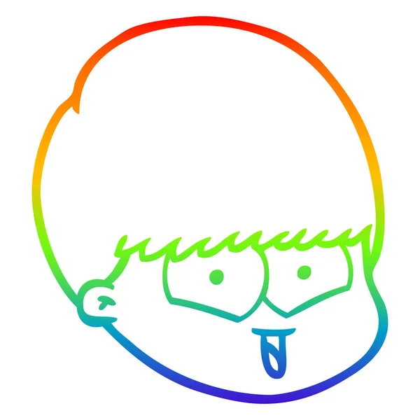 Rainbow gradien line drawing cartoon happy boy - Stok Vektor