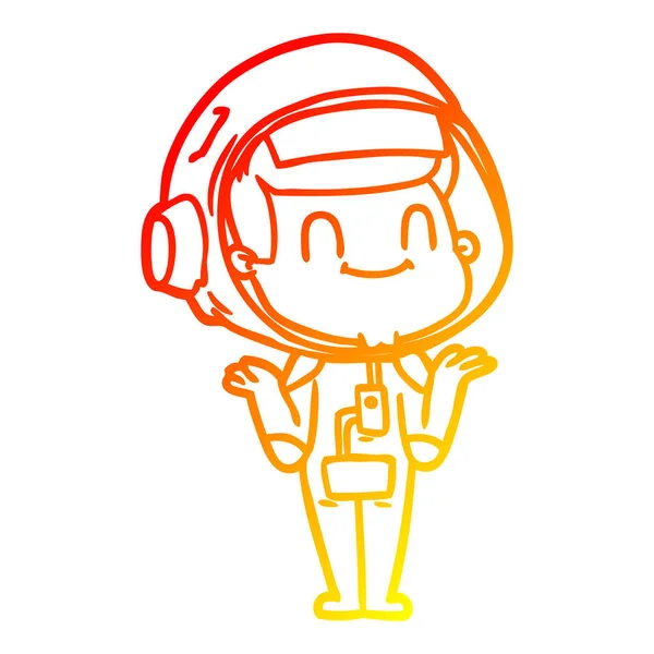 गर्म ग्रेडिएंट लाइन खुश कार्टून अंतरिक्ष यात्री आदमी ड्राइंग — स्टॉक वेक्टर
