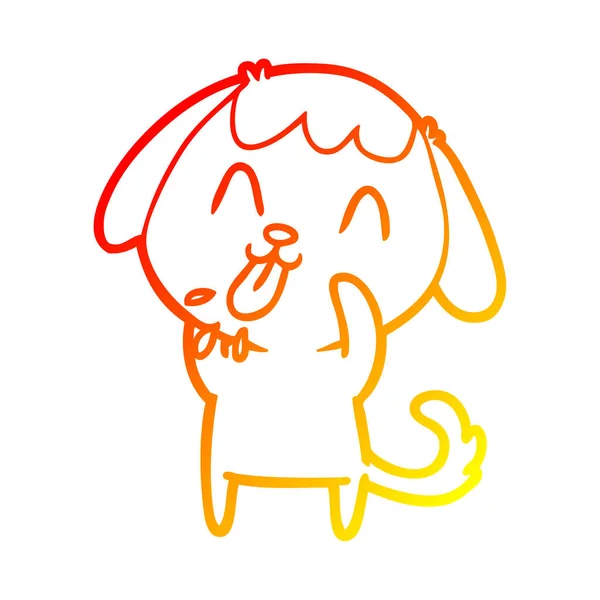 Warme kleurovergang lijntekening onbeleefd hond cartoon — Stockvector
