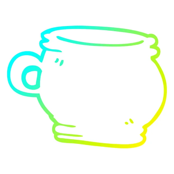 Froid gradient ligne dessin tasse de dessin animé — Image vectorielle