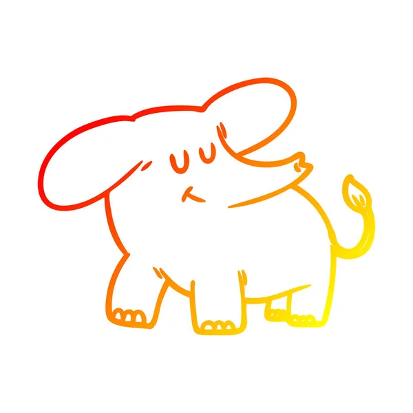 Gradient chaud dessin ligne éléphant dessin animé — Image vectorielle