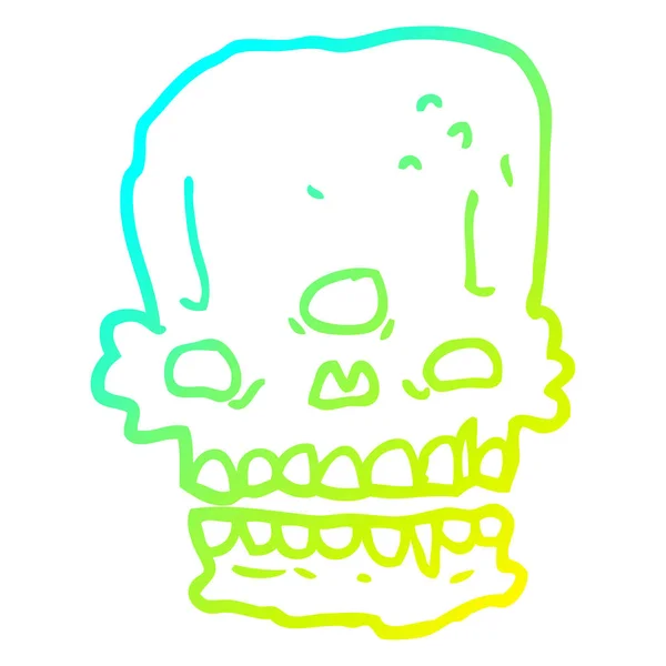 Kall gradient linje ritning tecknad kusliga skull — Stock vektor