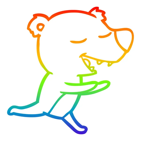 Arco iris gradiente línea dibujo dibujos animados oso — Vector de stock