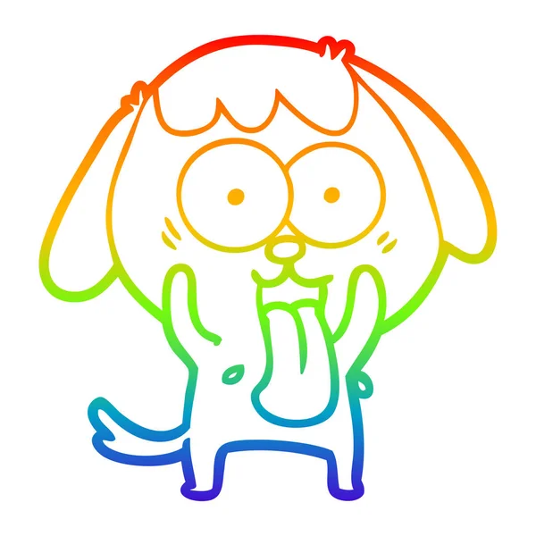 Regenbogen Gradienten Linie Zeichnung niedlichen Cartoon Hund — Stockvektor