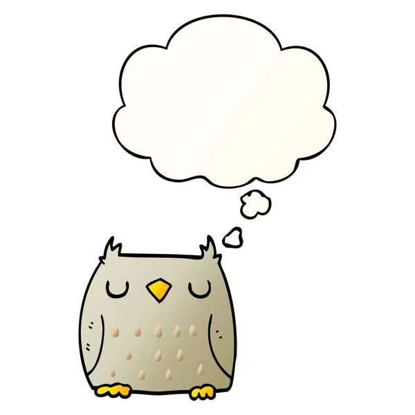 Leuke cartoon Owl en dacht bubble in gladde gradiënt stijl — Stockvector