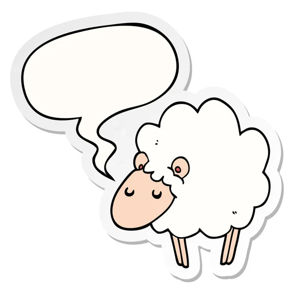 Cartoon sheep and speech bubble sticker — Stock Vector