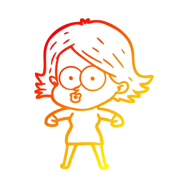 Sıcak degrade çizgi çizim karikatür kız pouting — Stok Vektör