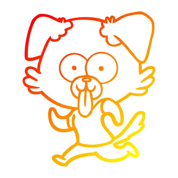 Sıcak degrade çizgi karikatür köpek dil dışarı yapışan — Stok Vektör