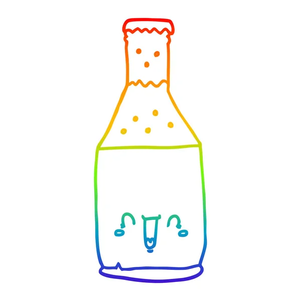 Linha gradiente arco-íris desenho garrafa de cerveja desenhos animados —  Vetores de Stock