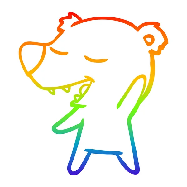 Regenbogen Gradientenlinie Zeichnung Cartoon-Bär — Stockvektor