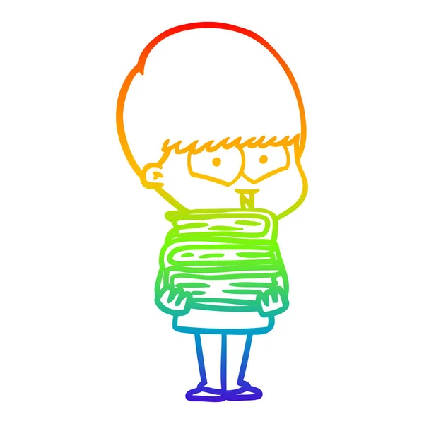 Regenboog gradiënt lijntekening cartoon Happy Boy — Stockvector