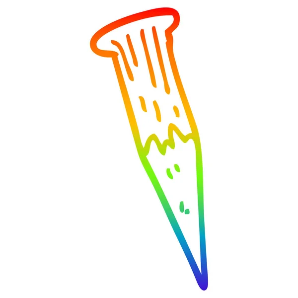 Arco iris gradiente línea dibujo dibujos animados estaca de madera — Archivo Imágenes Vectoriales