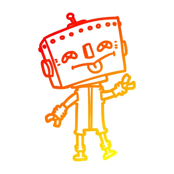 Línea de gradiente caliente dibujo robot de dibujos animados — Archivo Imágenes Vectoriales