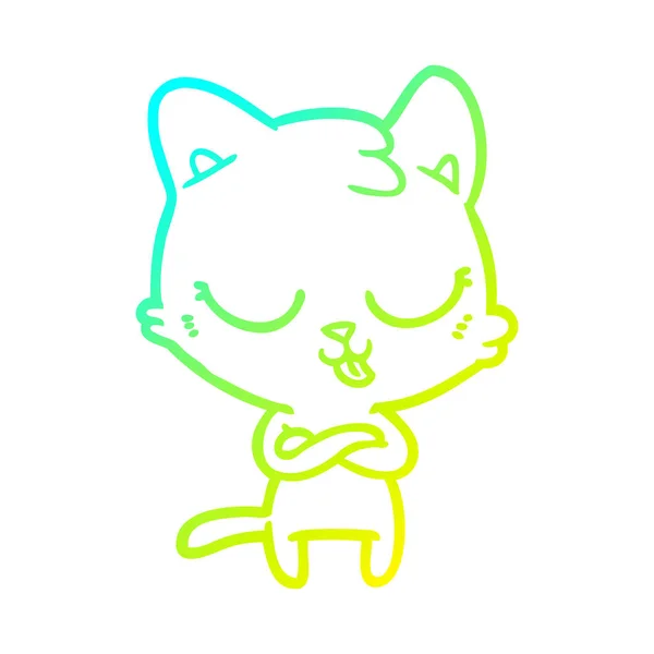Kalte Gradientenlinie Zeichnung Cartoon Katze — Stockvektor