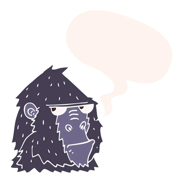 卡通 愤怒的大猩猩的脸和在复古风格的言语泡沫 — 图库矢量图片