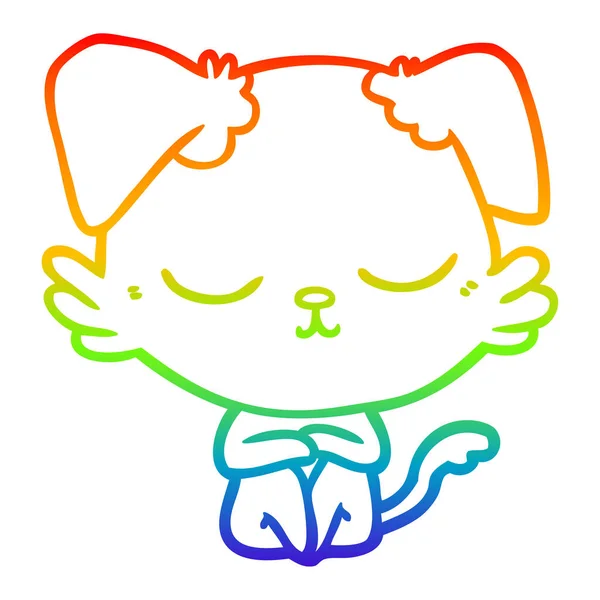 Arco iris gradiente línea dibujo lindo dibujos animados perro — Vector de stock