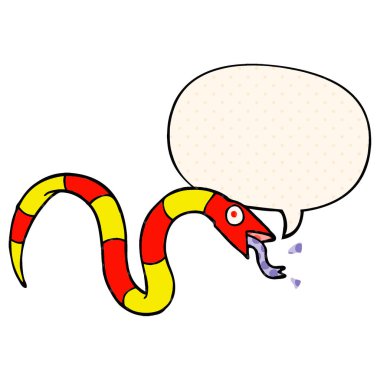 çizgi roman tarzında karikatür yılan ve konuşma balonu tıslama