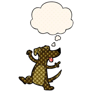 çizgi film dans köpek ve çizgi roman tarzında kabarcık düşünce