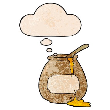 karikatür bal pot ve grunge doku desen s düşünce bal