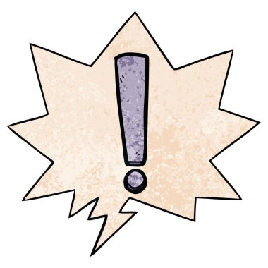 retro doku stilil karikatür ünlem işareti ve konuşma balonu