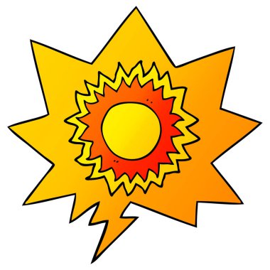 düzgün degrade tarzında karikatür güneş ve konuşma balonu