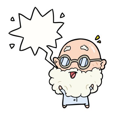 sevimli karikatür yaşlı adam ve konuşma balonu şaşırttı