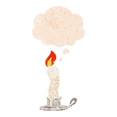 karikatür mum ve Retro dokulu tarzı kabarcık düşünce