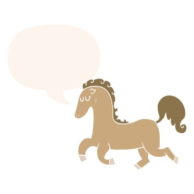 retro tarzında karikatür at koşu ve konuşma balonu