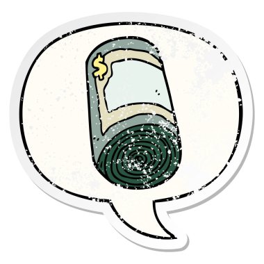 para ve konuşma balonu sıkıntılı etiket karikatür rulo