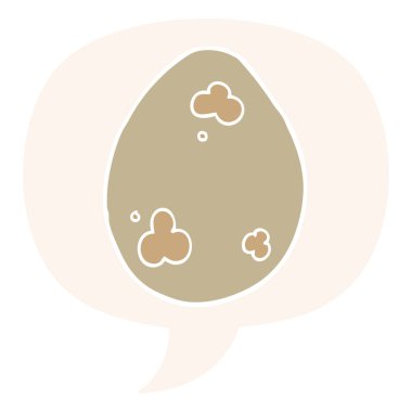 retro tarzında karikatür yumurta ve konuşma balonu