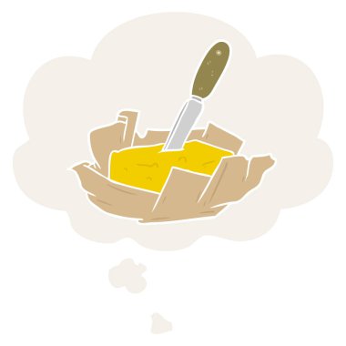 karikatür tereyağı ve retro tarzında düşünce balonu