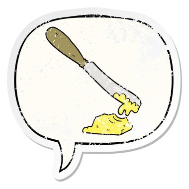 karikatür bıçak tereyağı ve konuşma kabarcık sıkıntılı stic yayılıyor