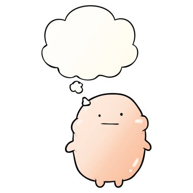 düzgün degrade tarzında karikatür insan ve düşünce balonu