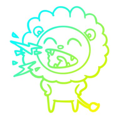 soğuk degrade çizgi çizim karikatür kükreyen aslan