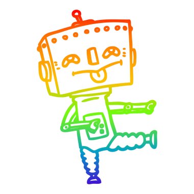 gökkuşağı degrade çizgi çizim karikatür robot