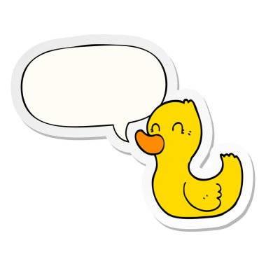 karikatür ördek ve konuşma kabarcık etiket
