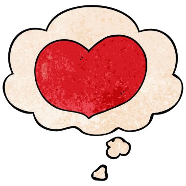 karikatür aşk kalp ve grunge doku desen düşünce balonu 