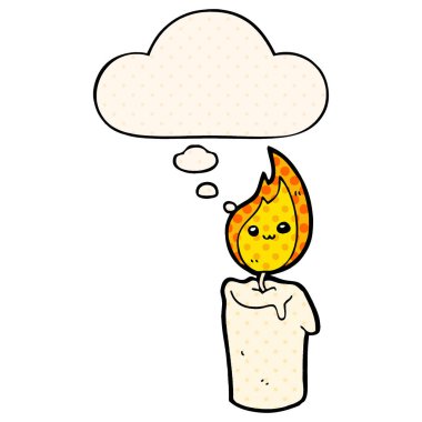 çizgi film mum karakteri ve çizgi roman tarzında düşünce balonu
